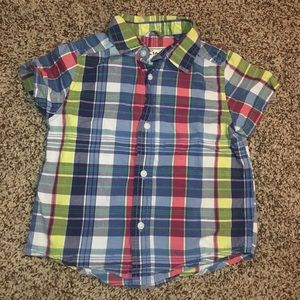 Boys Short Sleeve Woven Plaid Button-Down Shirt